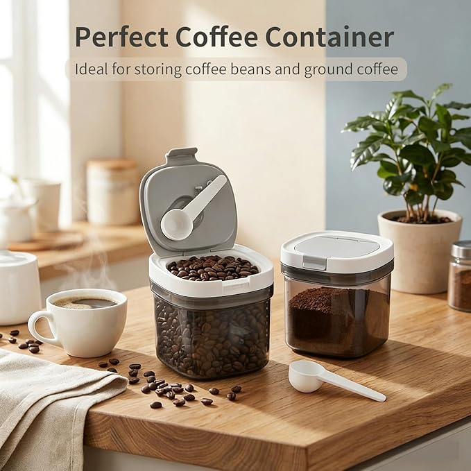 Leezmark Pack de 2 Recipientes Herméticos para Café con Cuchara miniatura 6