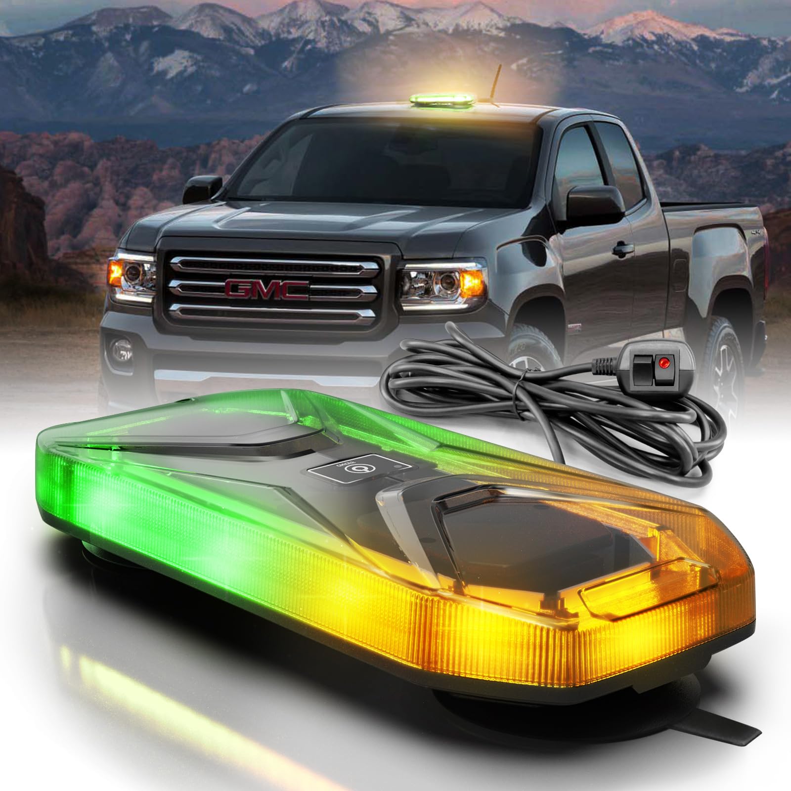 Agrieyes W230M Amber/Green LED Beacon Light, Magnetic Base Strobe Light