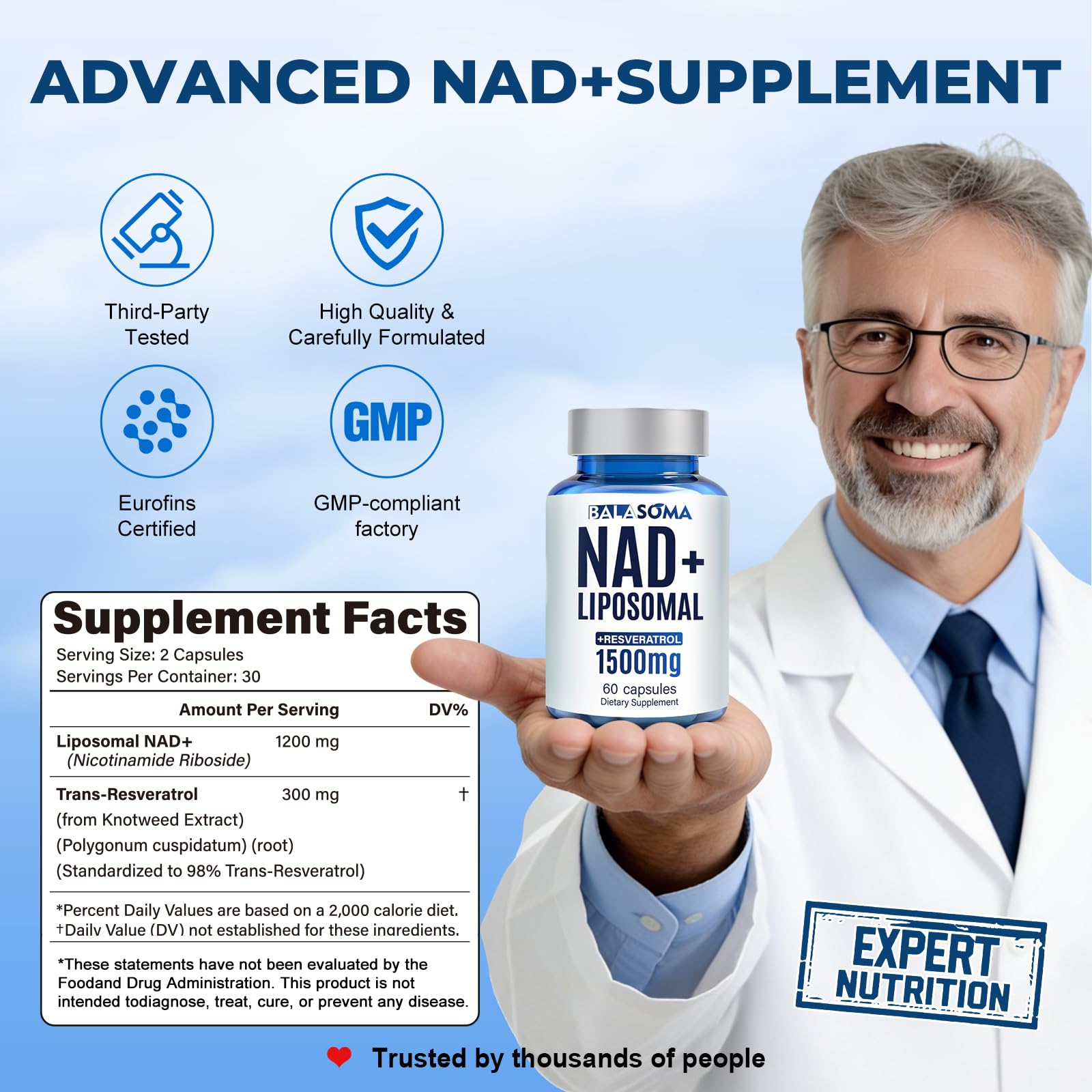 NAD Supplement 1500mg, Liposomal NAD+ Supplement with Resveratrol — Amazon image 5