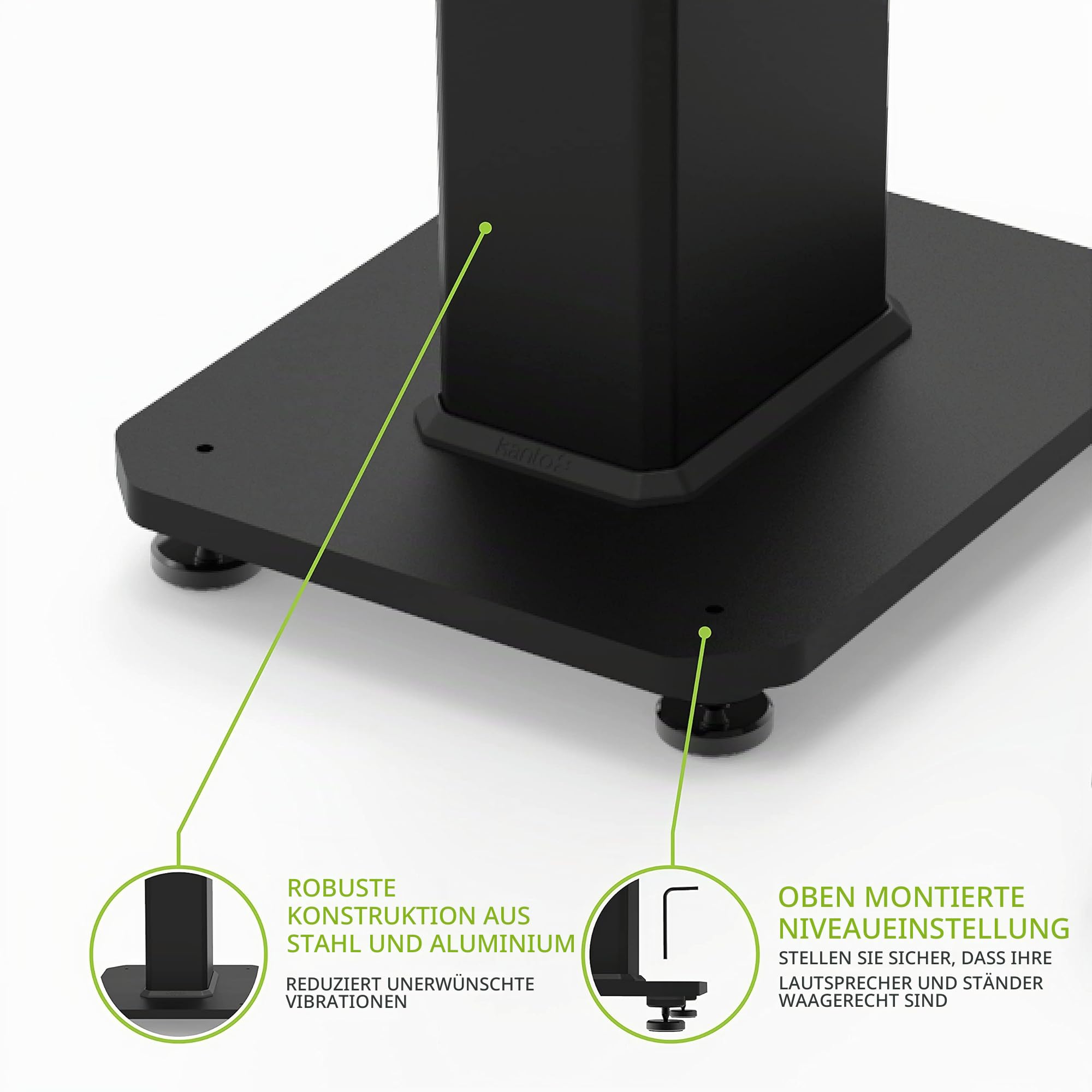 Kanto SX22 Universal Fillable Speaker Floor Stands for Bookshelf Speakers | 22" Tall | Dedicated Cable Channel | Fill Bags Incl. | Pair | Black