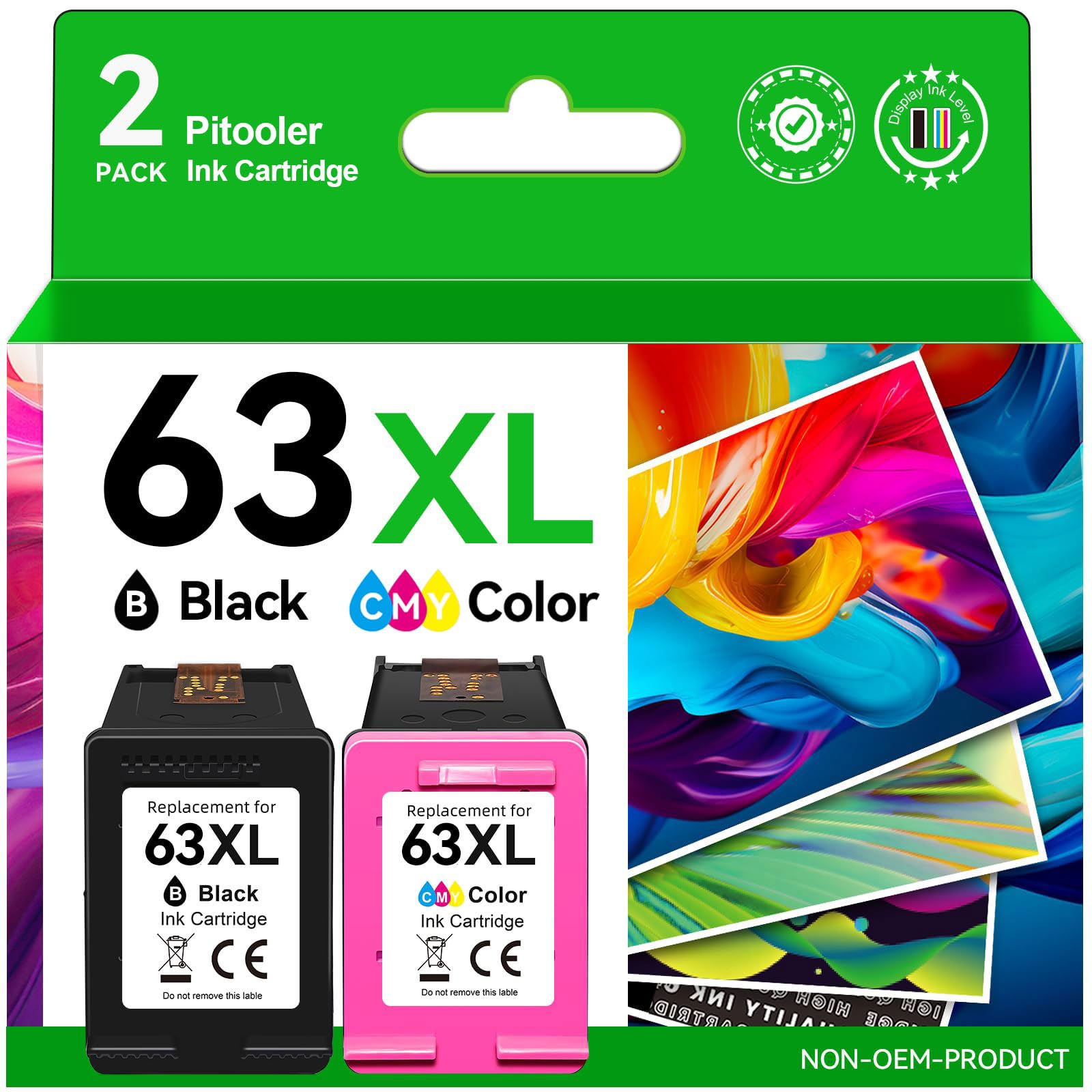 63XL Ink Cartridge Black/Colour Compatible for HP 63 Ink Cartridges Compatible for Envy 4520 4522 3634 OfficeJet 3830 4650 5252 5258 5260 DeskJet 3636 1111 3630 Printer