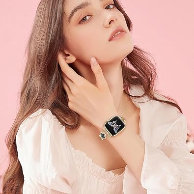 XIHAMA Metal Strap Compatible with Apple Watch 41mm 45mm, Women Fashion Bling Diamond Replacement Band for iWatch Series 10/9/8/7/6/SE/5/4/3/2/1
