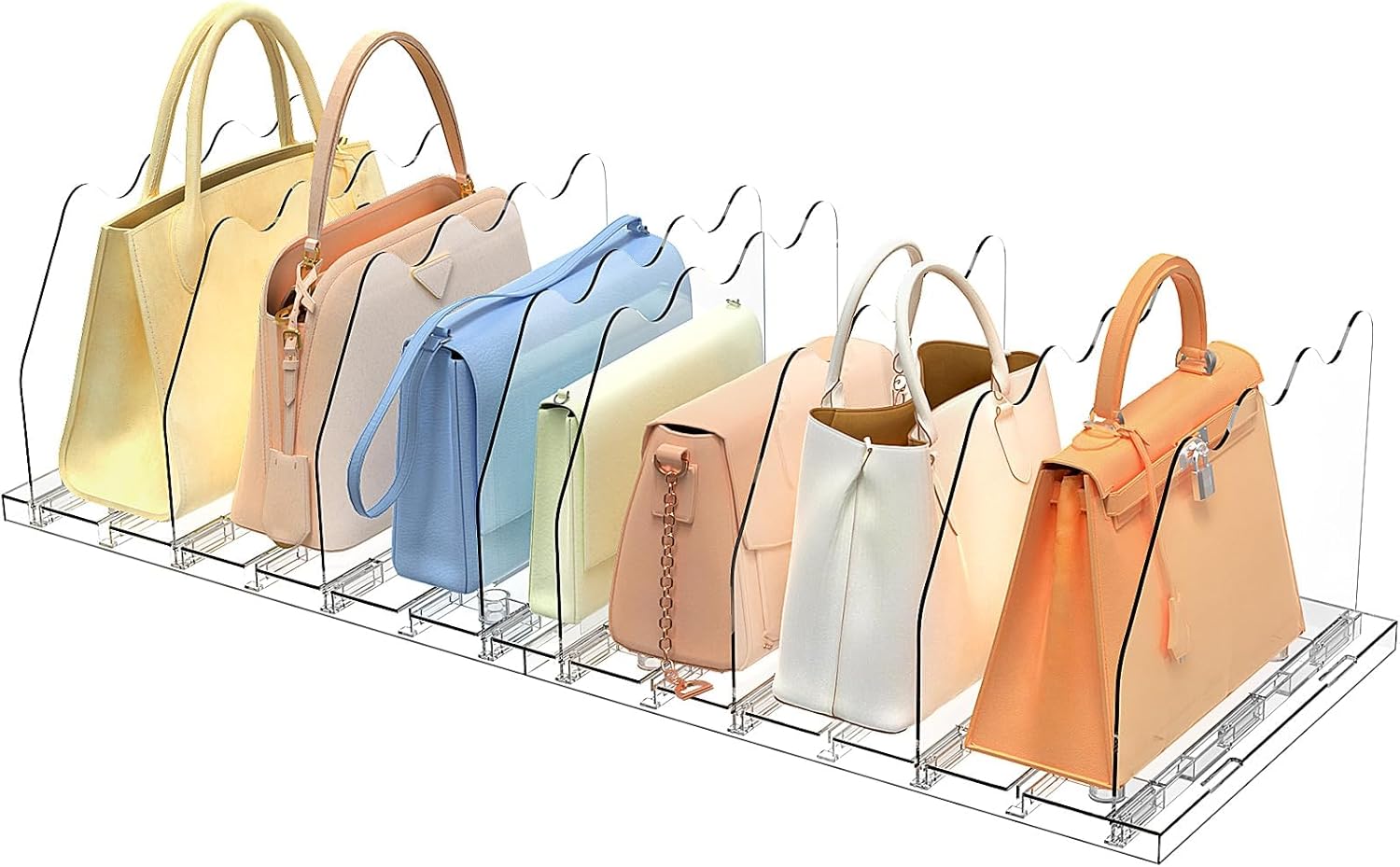 SOYO Adjustable Purse Organizers for Closet, Acrylic Shelf Divider for Bag and Purse Storage, Clear Pocketbook and Handbag Organizer, Bookshelf Separator Organizers for House, Office Use, Clear SOYO Adjustable Purse Organizers for Closet, Acrylic Shelf Divider for Bag and Purse Storage, Clear Pocketbook and Handbag Organizer, Bookshelf Separator Organizers for House, Office Use, Clear