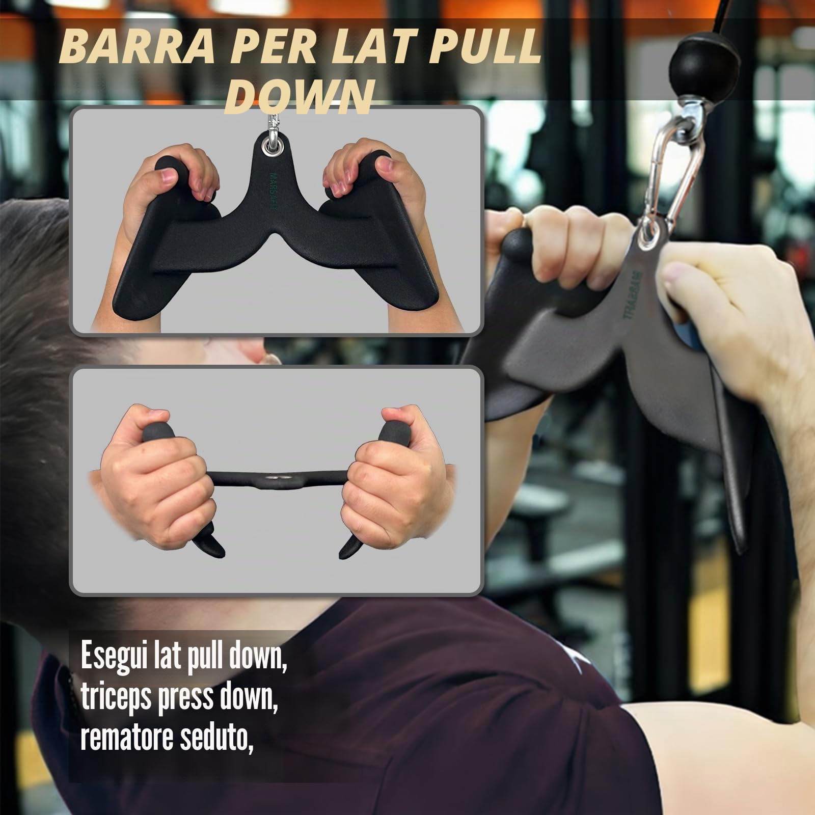 MARSAFIT Barra a T per casa, palestra, fitness, canottaggio, barra di trazione per bicipiti, tricipiti e tricipiti