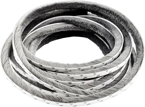 Self-Adhesive Soundproofing Weather Stripping for Doors and Windows, Brush Weather Strip Door Seal Pile Insulation, 3/8in x 1/5in x 39.3ft, Grey