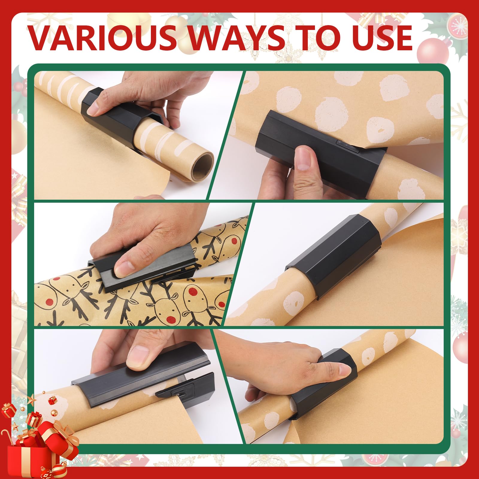 Carastek 3 Pezzi Taglierina per Carta da Regalo,Strumento per Tagliare Rotoli di Carta Regalo da ImballaggioDispositivo di taglio per Halloween, compleanni, feste e confezioni regalo (3 Pezzi)