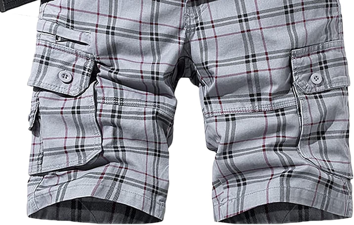 Men's Cargo Fashion Plaid Shorts Cargo Shorts No Belt Tactical Work Shorts Stretch Comfor Summer Outdoor Shorts