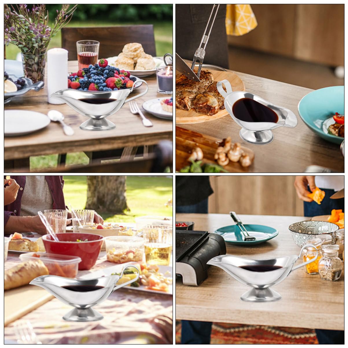 CHILDWEET 6 Pcs Juice Boat Cold Kettle Mason Jar Pouring Lid Spout Formula Container Pot Iced Cold Brew Coffee Maker Sauce Pan Oven Pitcher with Lid Serving Bowls 201 Stainless Steel Silver