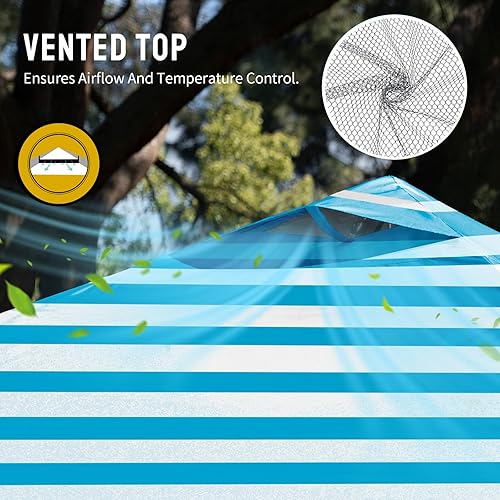 Miniatura 5 de CROWN SHADES Toldo desplegable de 10 x 10 pies Tienda de campaña de playa con un solo empuje Parasol al aire libre para eventos, fiestas, camping,