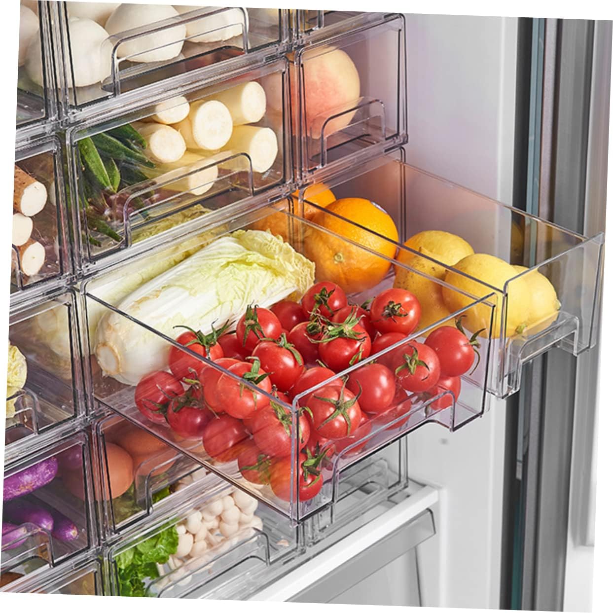 Telescopic Drawer Storage Box for Refrigerator Fridge Organizer for Fruits and Vegetables Comfortable to Hold Side Handle for Home and Restaurant Use for Efficient Food Storage