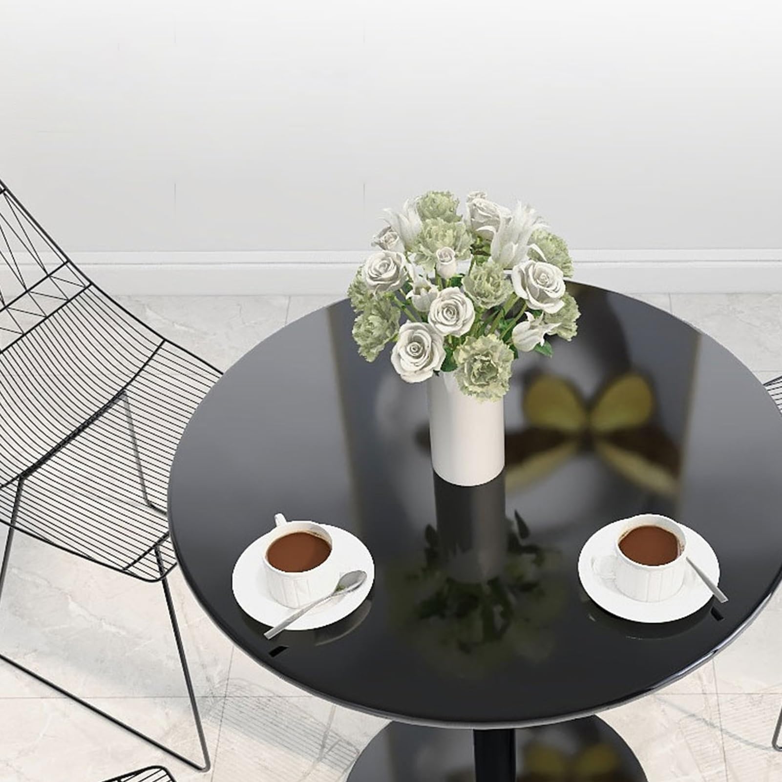 Table de Bar Ronde en métal Noir - Hauteur comptoir idéale pour Une Utilisation intérieure/extérieure - Parfaite comme comptoir de Bar, de Cuisine ou de Dessert.