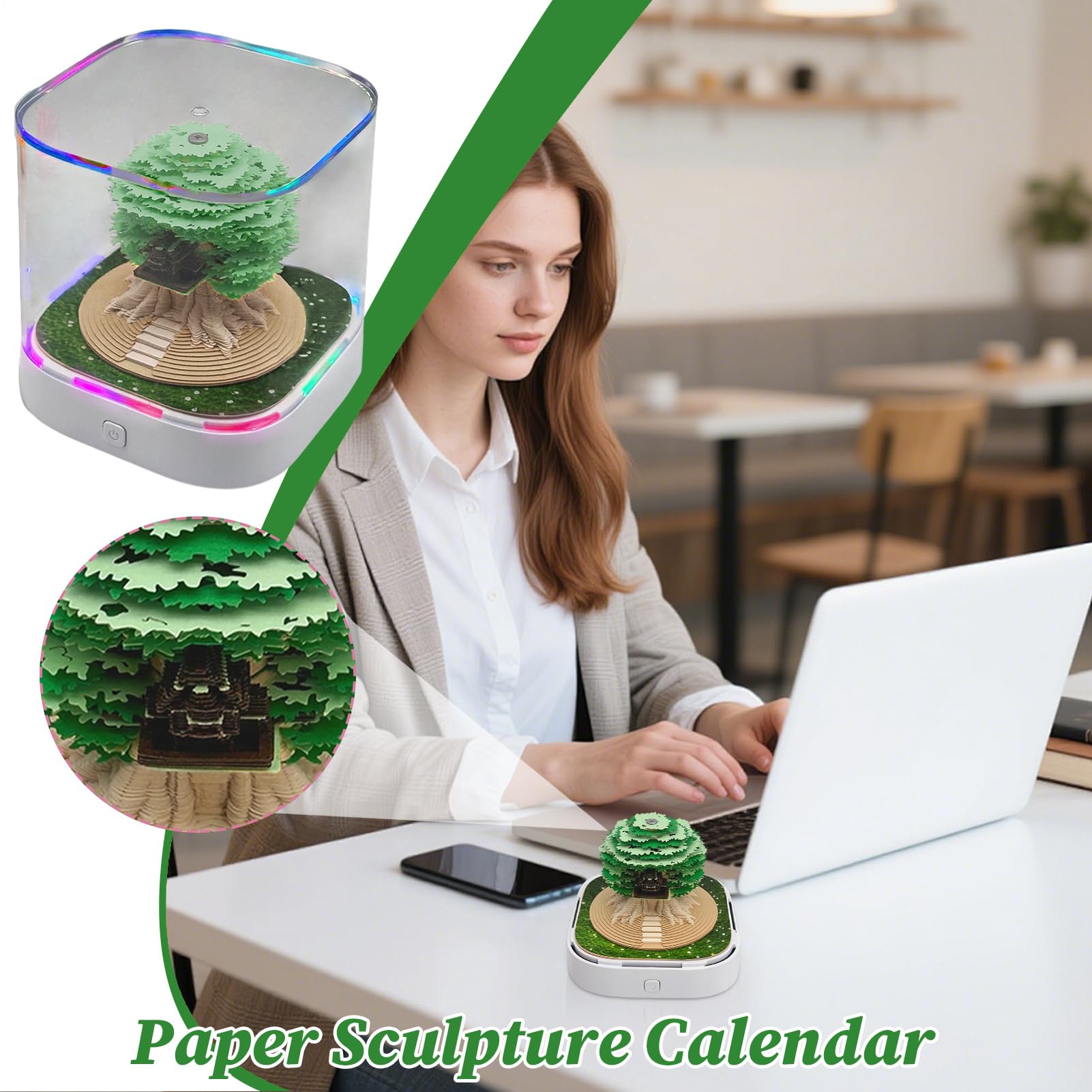 Kalender 2026-3D Papier Skulptur Tischkalender 2026 | Tagesplaner | Notizblock für Studenten Erwachsene Büro Home Study Tischplatte Weihnachten Geburtstag