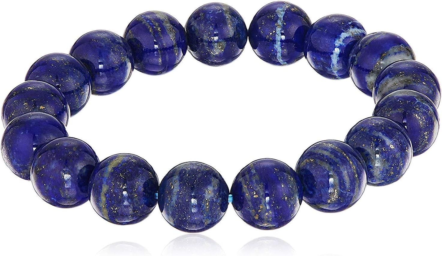 LTC Designs Smooth Round 12 mm Lapis Lazuli Stretch Bracelets in Various Lengths (6, 6.5, 7, 7.5, 8 inches)