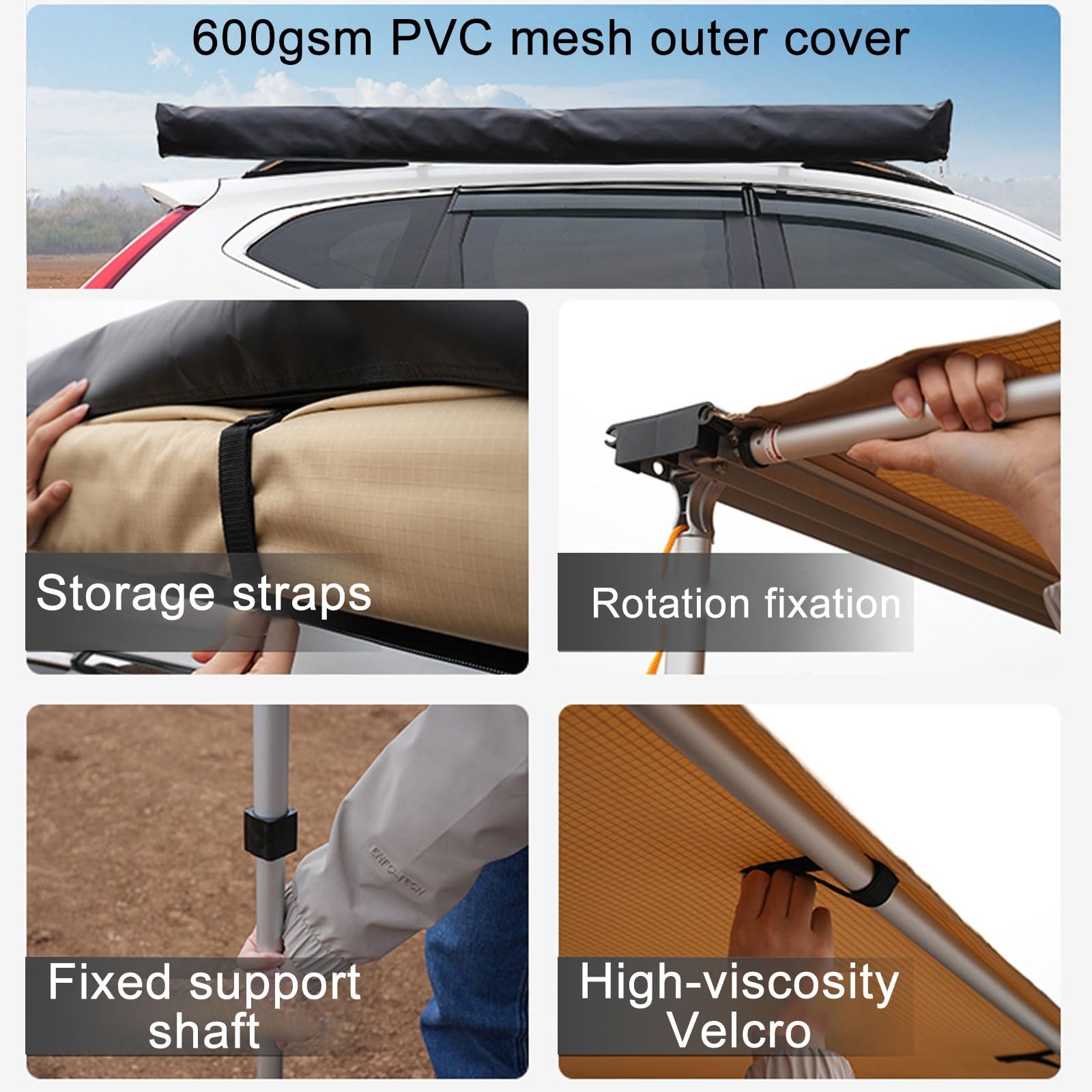 Tendalino Auto, Tendine Parasole Estraibili per Portapacchi, Tendalino Camper, Tendalino Laterale Retrattile Resistente alle Intemperie(140 * 200cm/55 * 79in)