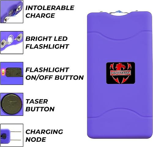 Miniatura 16 de FIGHTSENSE Mini pistola paralizante de 35 mil millones de súper resistente para defensa personal con linterna LED brillante, batería recargable
