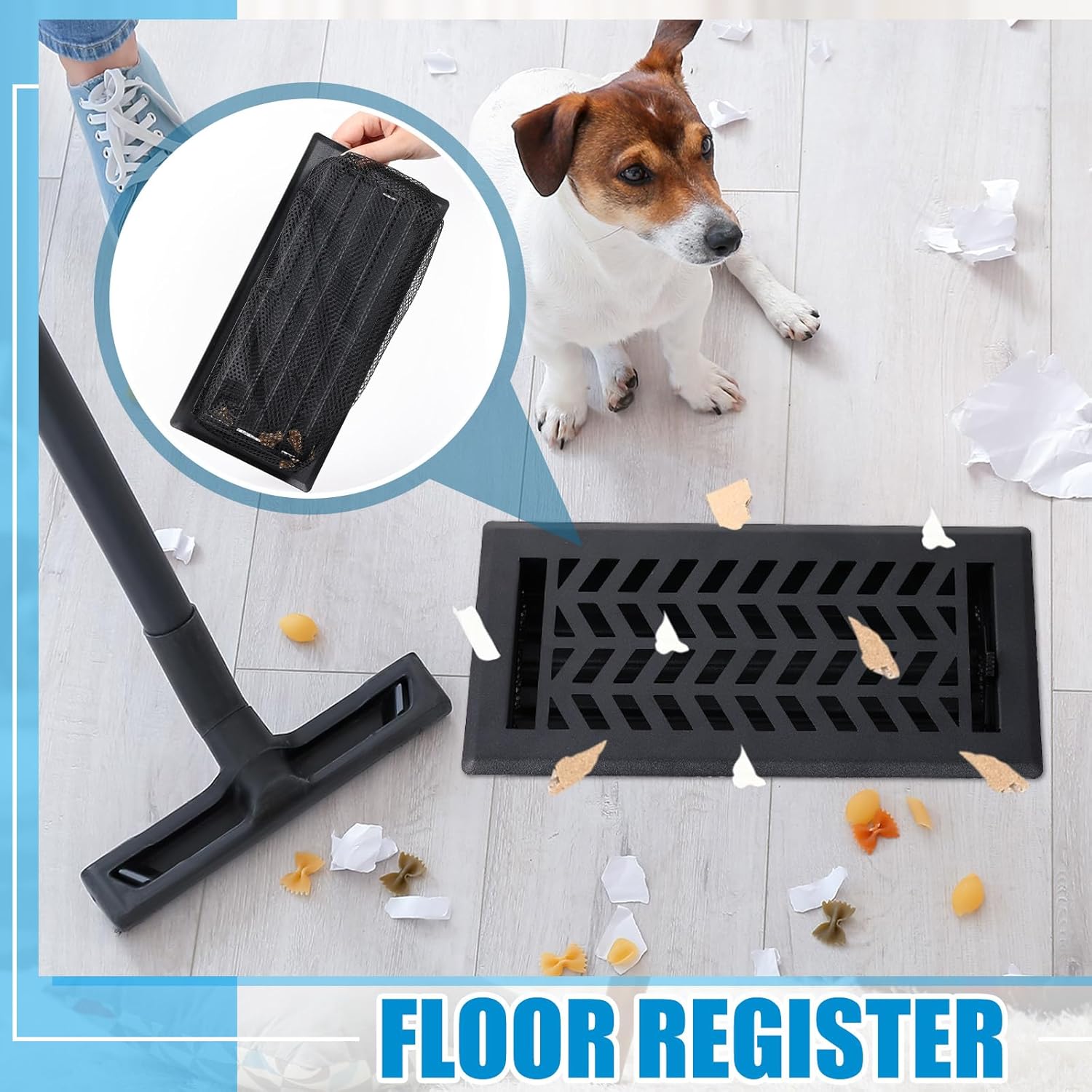 8 Pcs Floor Register with Cover Trap 4x10 Inch Set Including 4 Pcs Walkable Design Vent Covers 4 Floor Register Trap Screen Vent Mesh Filters for Home Replacement