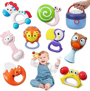 8 PCS Baby Rattles 0-6 Months Baby Toys 6 to 12 Months Rattles for Babies 0-6 Months Infant Toys 3-6 Months Teething Toys for Babies 6-12 Months Newborn Toys 1 Year Baby Boys Girls Gifts Set