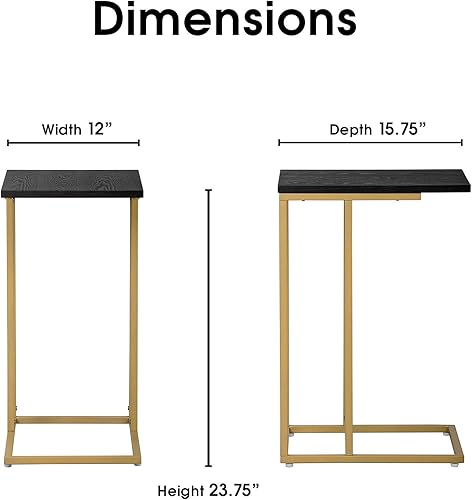 Miniatura 37 de Serta Harton - Mesa C plegable, bandeja expandible para TV, soporte para laptop, moderna de mediados de siglo, mesa auxiliar lateral para sala de