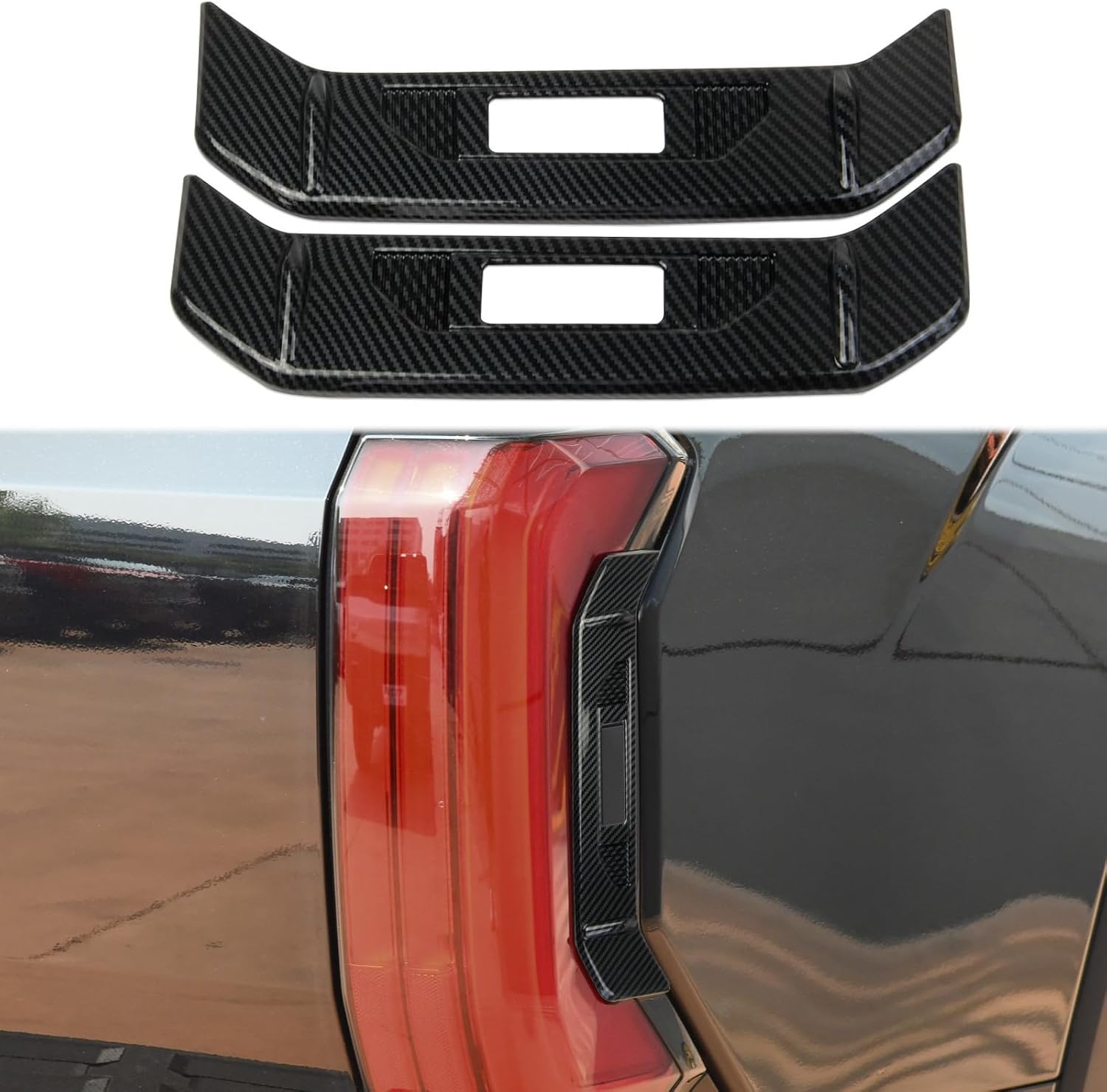 Carbon Fiber Rear Tail Light Side Lamp Bed Tailgate Button Trim Cover for Toyota Tundra 2022-2026
