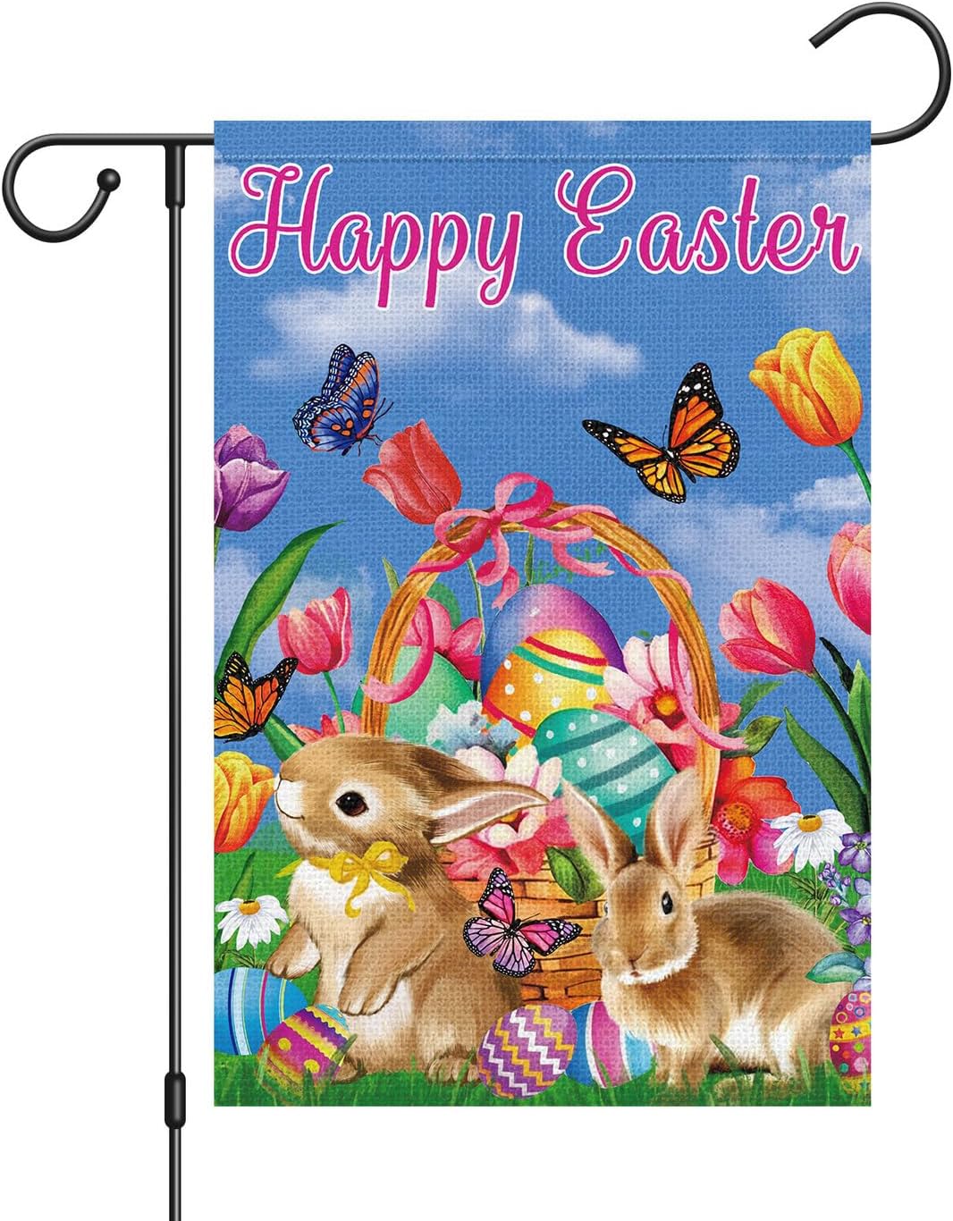 Amazon.com : Louise Maelys Easter Garden Flag 12x18 Double Sided Burlap ...
