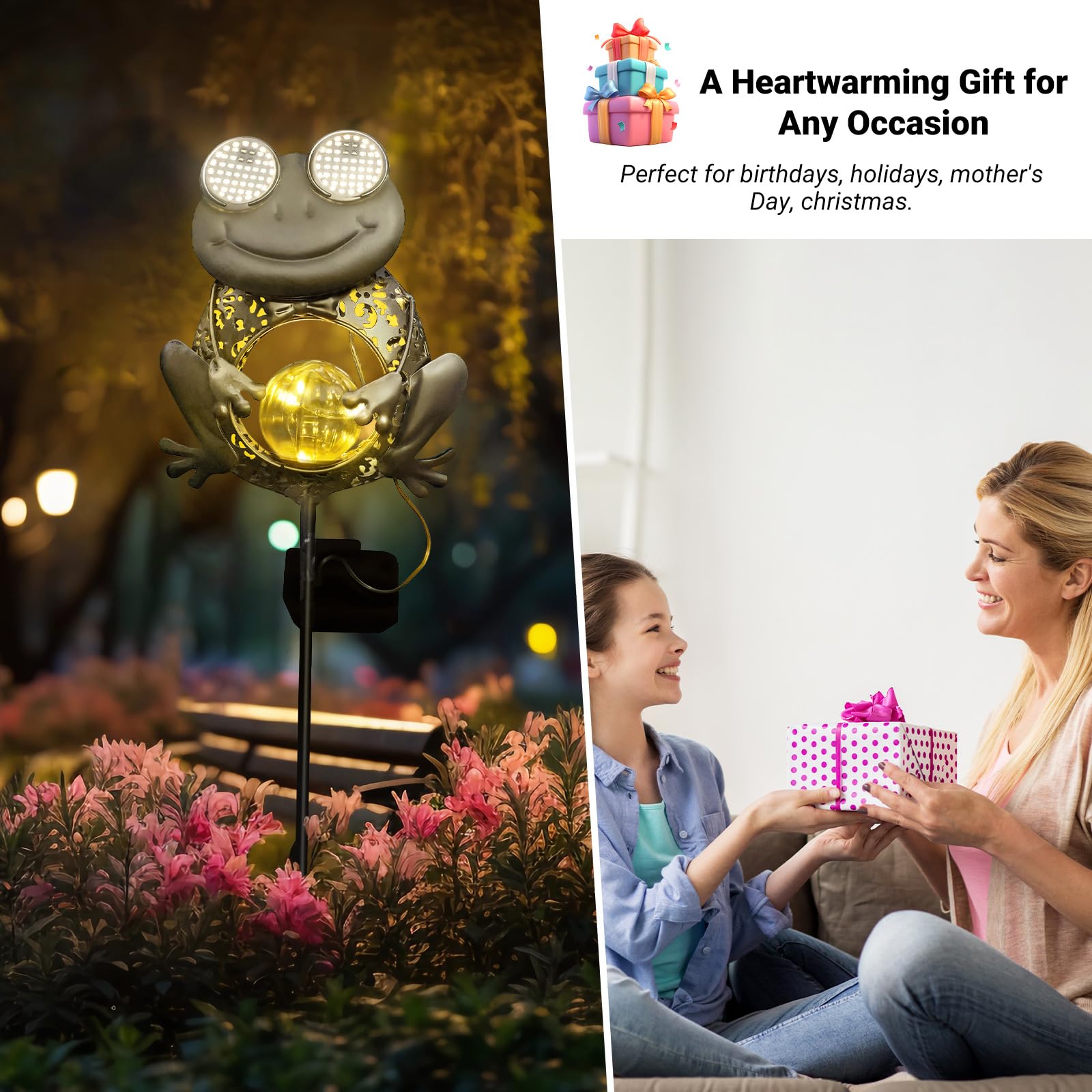 SRNPMIU Luci solari per esterni, decorazioni solari per esterni, decorazioni da giardino, impermeabili IP65, regali per donne e mamme, per cortile, patio, prato, vialetto, paesaggio