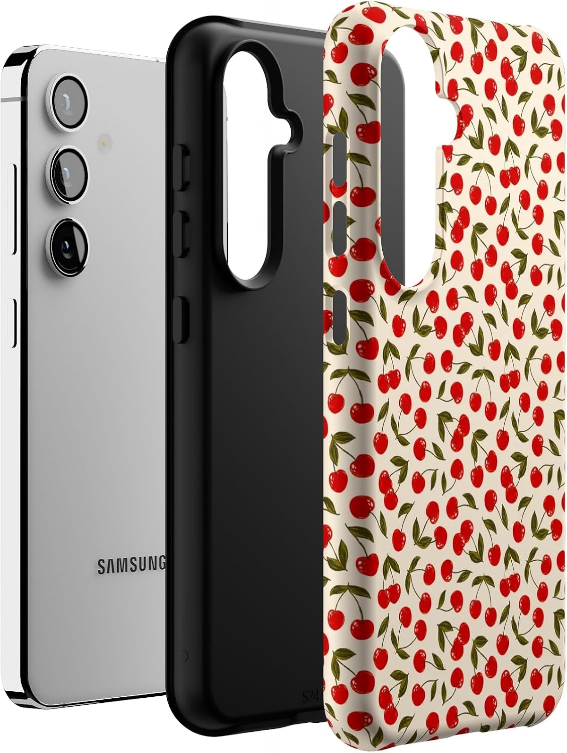 Casely Galaxy S24 Case | Cherry on Top | Red Cherries | Essential Slim Dual-Layer Protective Design
