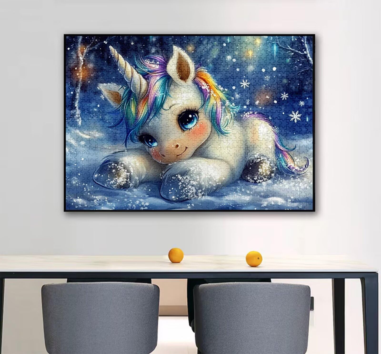 Jednorożec Puzzle 1000 Sztuk Dorosłych, Puzzle Śnieżynka Wzór Projekt, Jigsaw Dorosłych, 5D DIY Rzemiosło Rodzina Zajęcia z Pakowaniem Pudełka, Dekoracja ścienna do domu, 75 x 50 cm, Model298