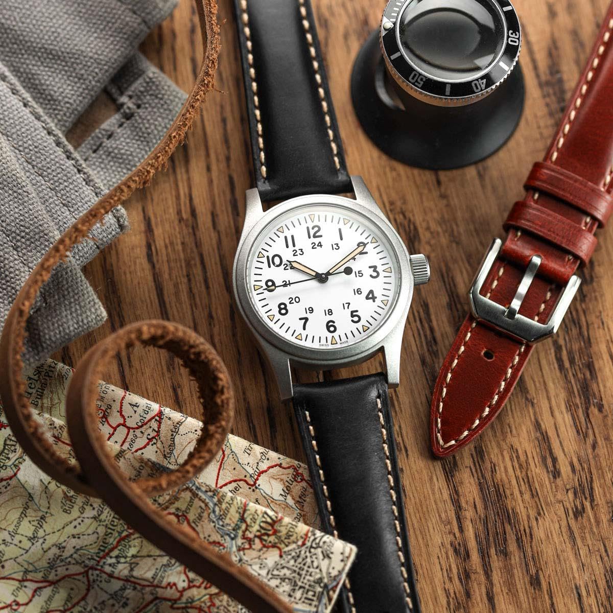 WatchGecko Bracelet de montre en cuir Tenby