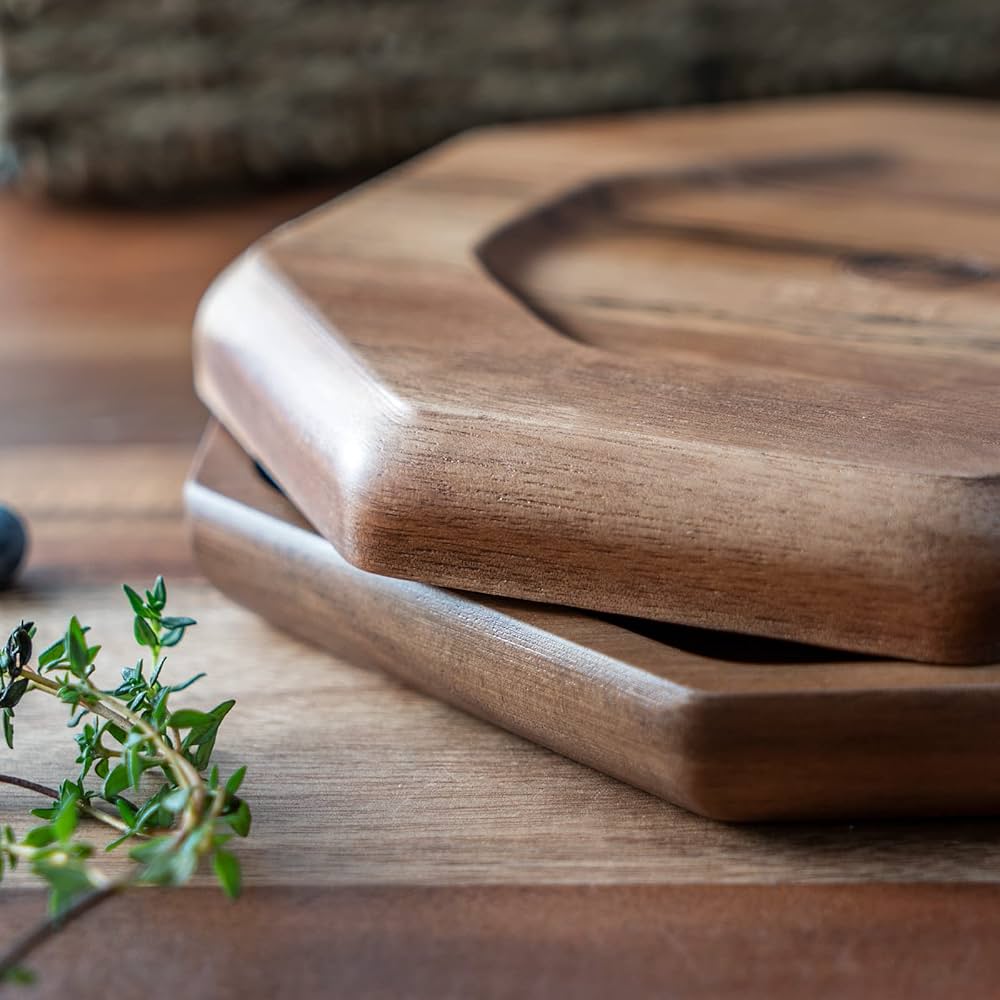 Amazon｜木製トレイ 木製トレー お盆 丸 八角形 アカシア天然