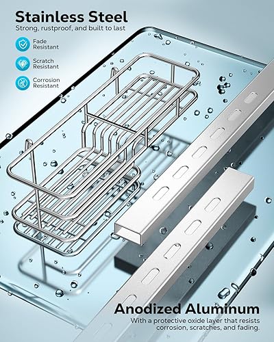 Vista 9 de Nieifi Estante organizador de despensa para ducha sobre la puerta con ganchos confiables, organizador de ducha resistente para colgar, estante