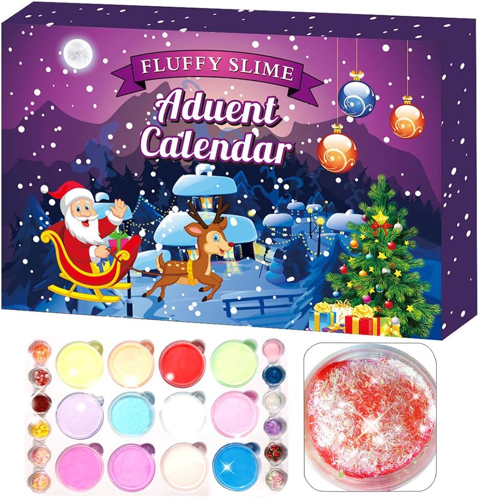 WLPTION 24pcs/set Slime Advent Calendar 2020 Christmas Countdown Gift Christmas Toys for Kids