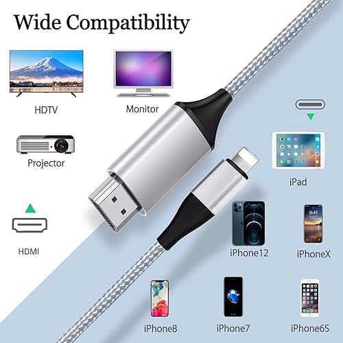 Miniatura 6 de Cable HDMI para iPhone a TV, conector adaptador de iluminación a HDMI compatible con iPhone 14, 13, 12, 11 y salida de TV de YouTube con pantalla HD