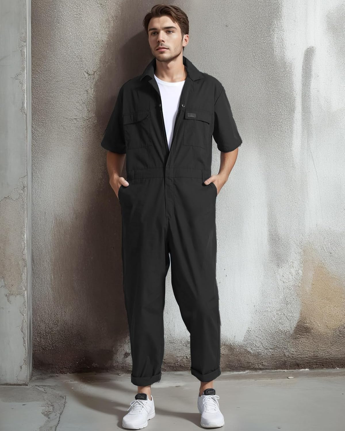HISEA Coveralls for Men Short Sleeve, Mens Lightweight Mechanic Work Jumpsuit with Pockets, Stain & Wrinkle Resistant - Image 5