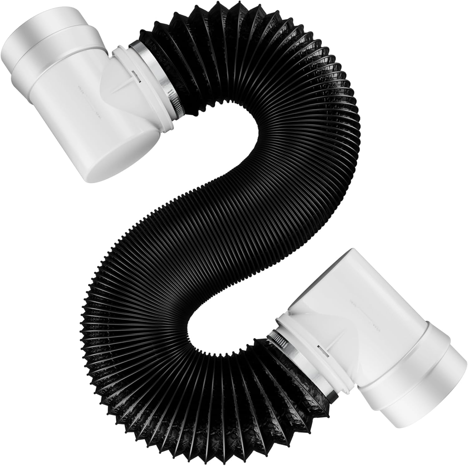 Hon&Guan Dryer Vent Hose for Tight Space 4 Inch, 8Ft Aluminum Exhaust Duct Hose with Dryer 90 Degree Elbow & Rubber Seal Connectors, Crush Proof Space-Saving Dryer Vent Hose for Clothes Dryer