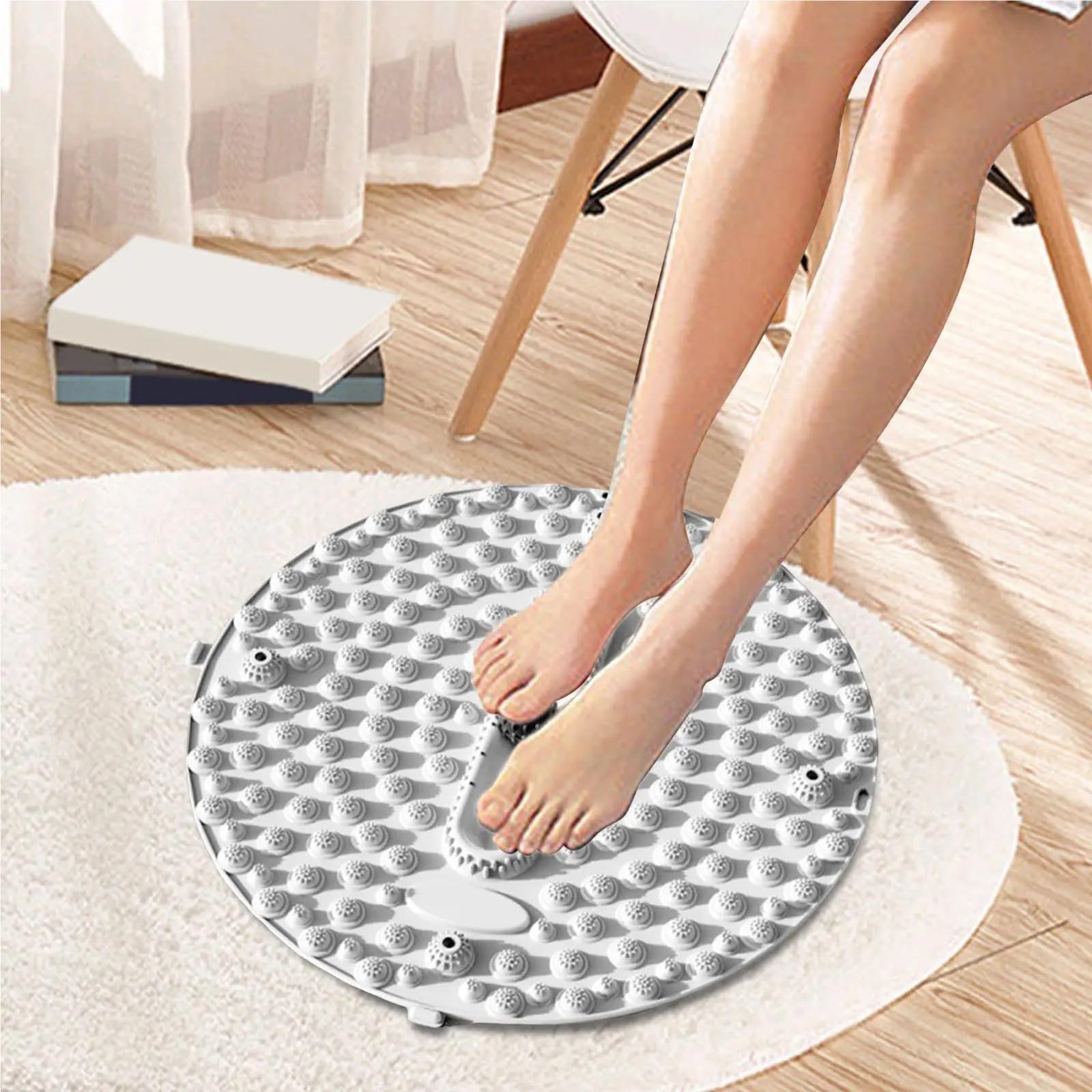 Runde Trainingsmatte, Fitness-Yoga-Zubehör, multifunktionale Fußmassage, 55 cm Durchmesser, kreative Stehunterlage for Büro und Zuhause(Grey)