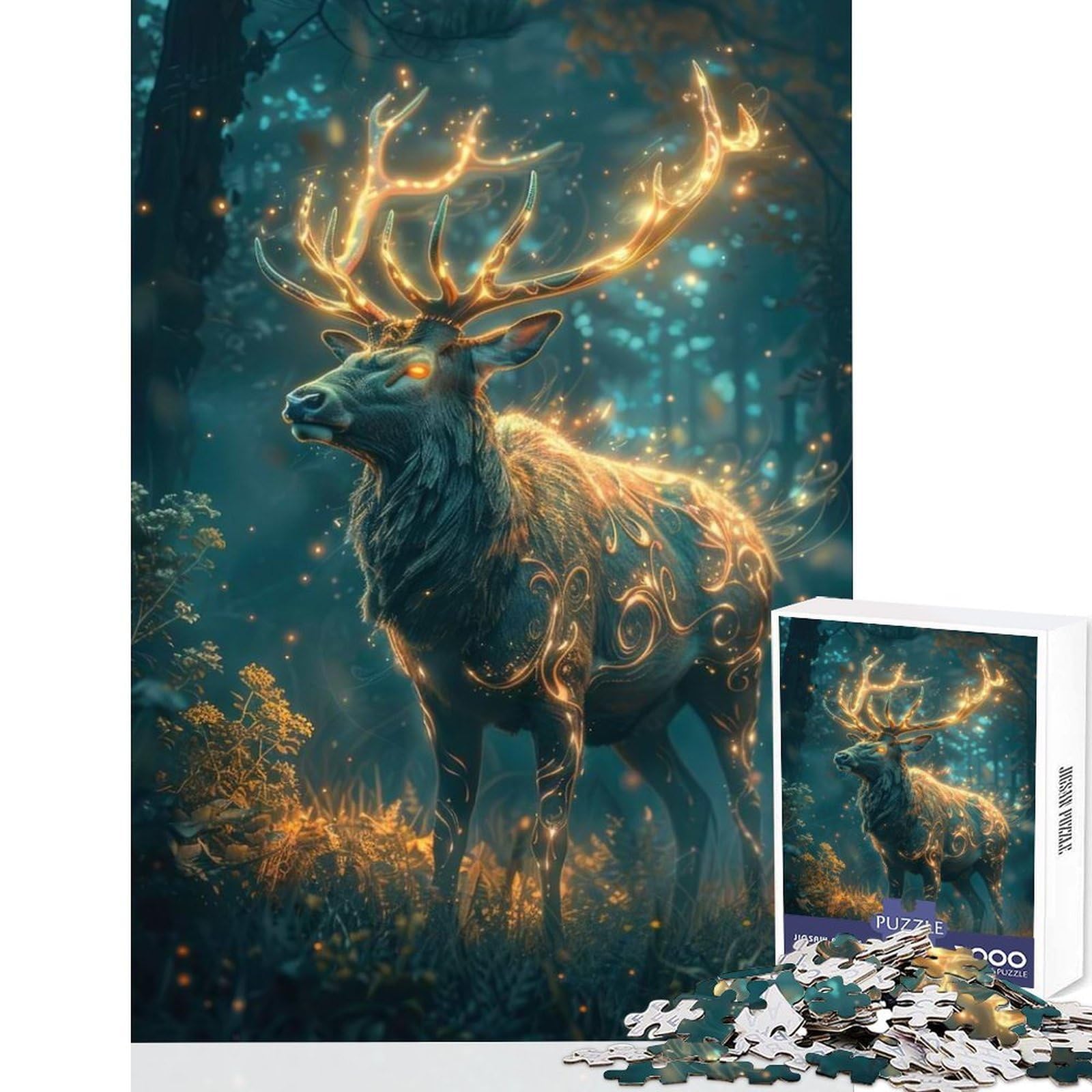 Magical Deer 1000 Piece Jigsaw Focus Training Fun Precision Cut Smooth Edges Calming Mental Break Activity 38x26cm