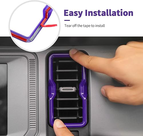 Miniatura 5 de Cubierta de anillo lateral de ventilación de aire para consola central compatible con Ford Bronco 2021 2022 2023 (morado)