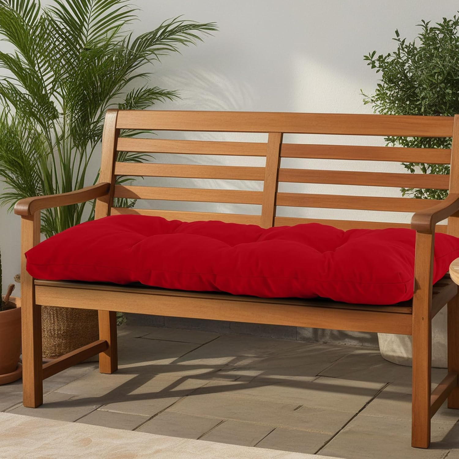 Outdoor Bench Cushion Waterproof, Tufted Bench Seat Cushion 42 x 15 Inch,red