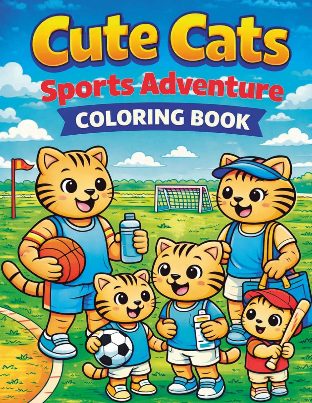 Cute Cats Sports Adventure Coloring Book: Fun and Easy Coloring Pages for Kids Ages 3–8: Sports Activities, Active Play, and Family Fun
