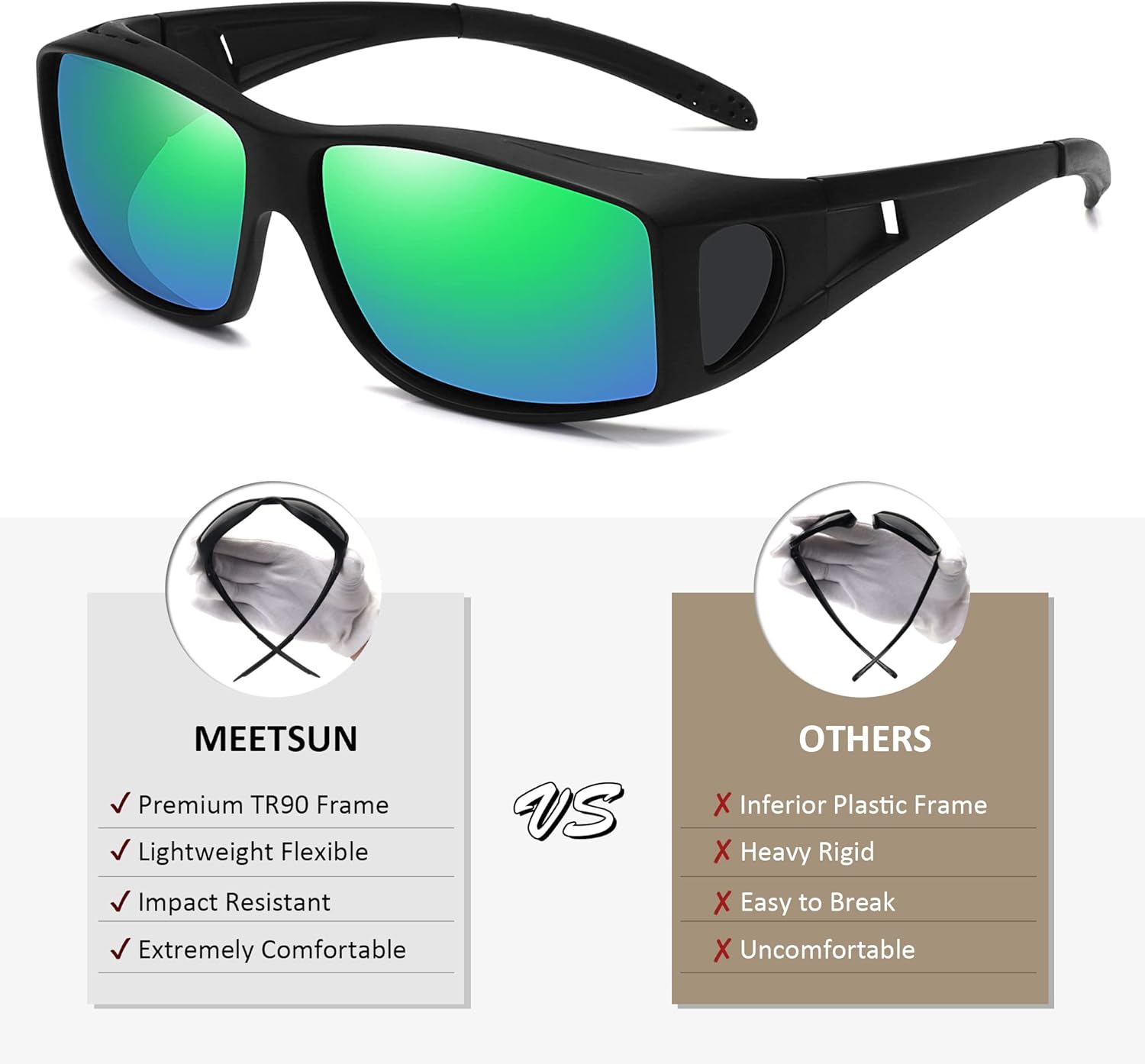 MEETSUN Fit Over Glasses Sunglasses for Men Women,Wrap Around Sunglasses Polarized UV400 Protection - Image 5