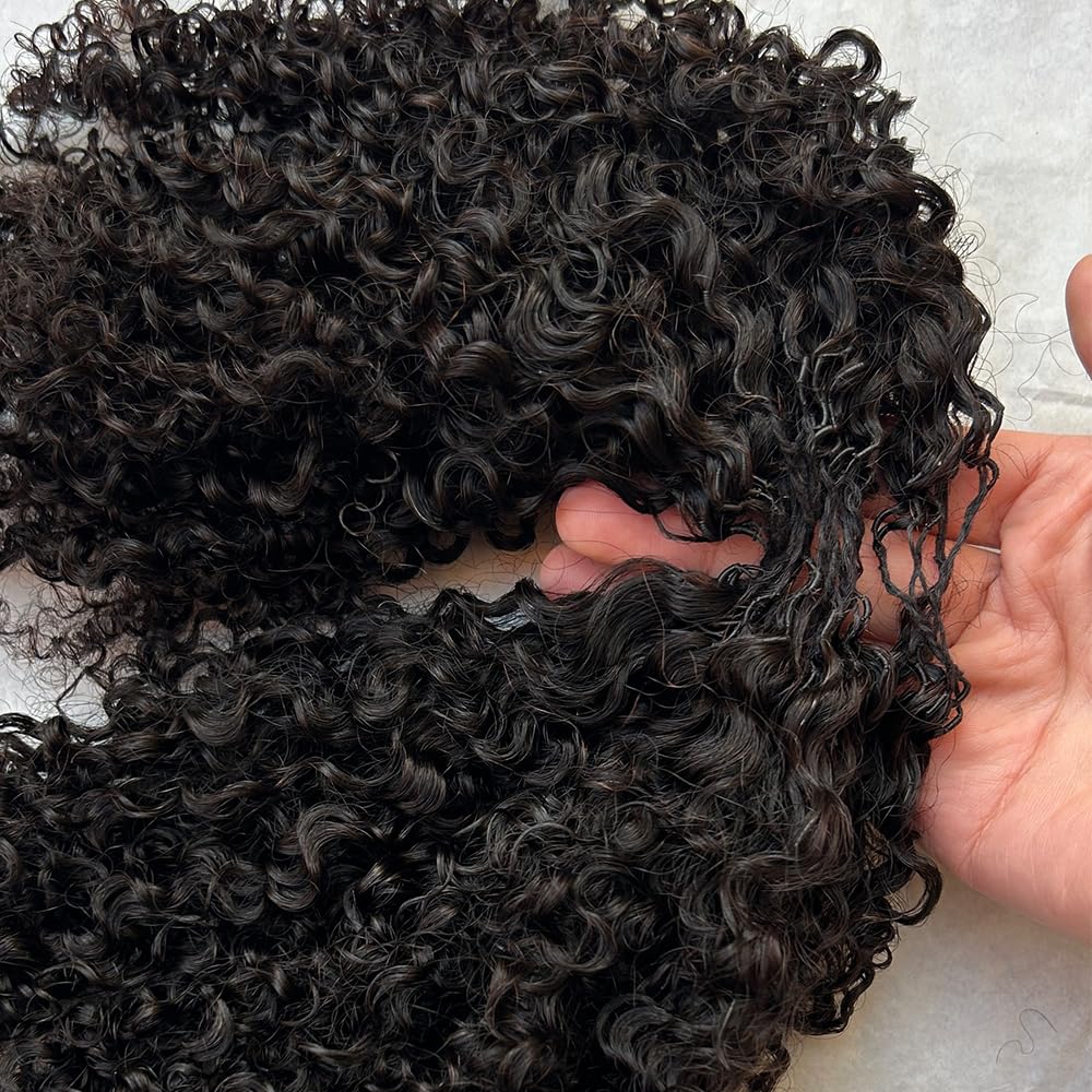 Crochet Human Hair Kinky Curly Pre-Separated Invisble Micro Loop Hair Extensions Seamless and Knotless Feather Crochet Human Hair For Twist Boho Braiding 18inch 120g