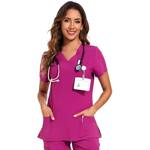 COZYFIT Scrub Tops for Woman - Soft Stretch, V-Neck Top Scrubs with 3 Pockets, Easy Care for Women
