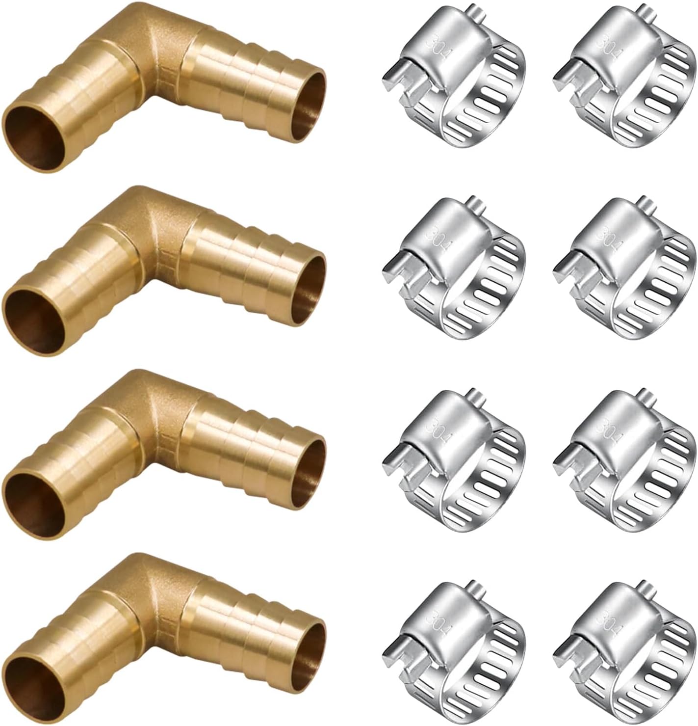 5/8 Barb Fitting, Brass 90 Degree Elbow Hose Splicer Connector | For Fuel Line/Coolant Systems/Liquid/Gas Pipelines, 2-Way L Shaped Hose Repair Kit, Easy To Install, No Rupture Or Leak Water