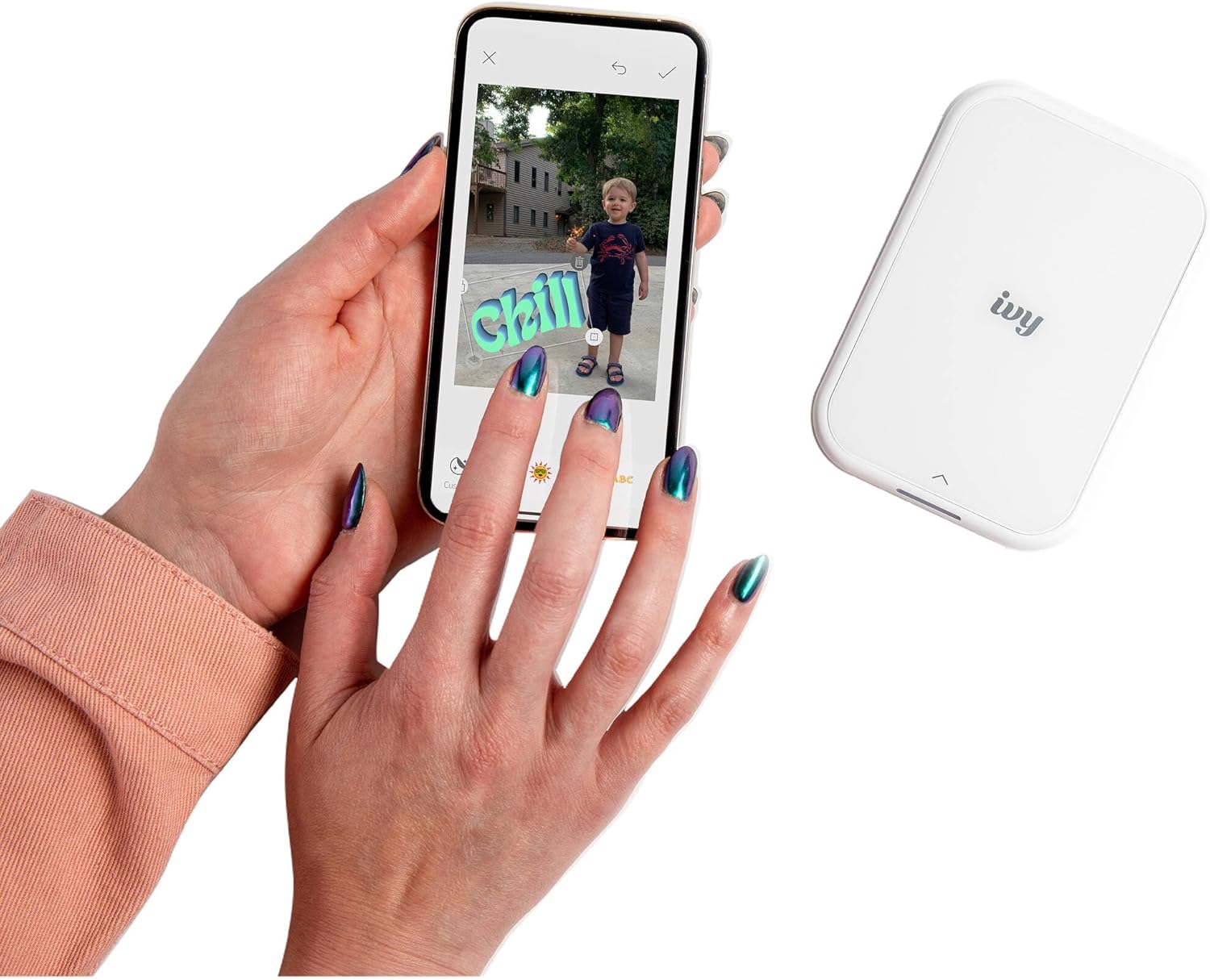 Canon Ivy 2 Mini Photo Printer Pure White, Bluetooth Portable Printer for iOS & Android, Zink 2x3 Sticky-Back Photo Prints, Compact Travel Size (5452C018) + 2 x Zink Photo Paper (50 Sheets) + More