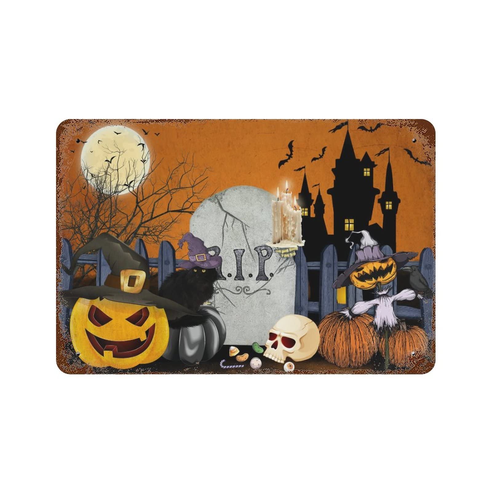 Décoration murale Halloween pour entrée de maison et jardin automnal