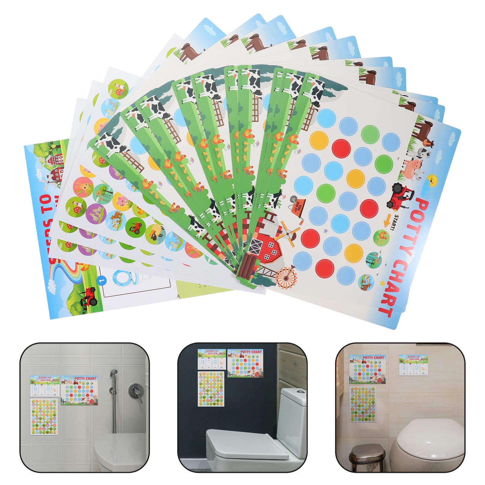 YARNOW Tabla de Entrenamiento con Pegatinas Reutilizables para Niños para Ir al Baño de Papel Que Fomentan el Uso Independiente del Inodoro en Niños Pequeños — view 8