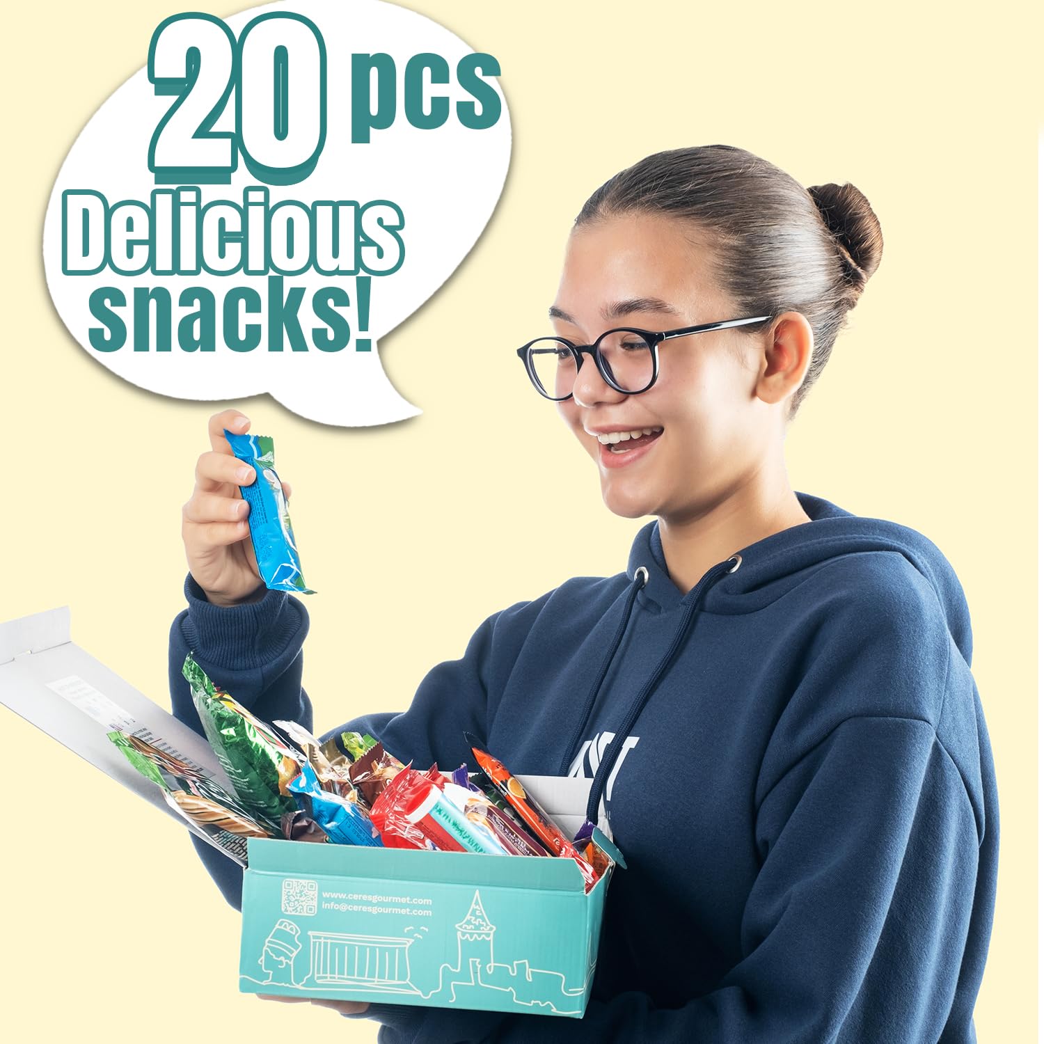 Ceres Gourmet International Exotic Snack Box Variety Pack, 20 Pieces of Foreign Snacks with Surprise Item, Turkish & European Treats Gift Box for Adults and Kids – Christmas, Thanksgiving & Holiday (): Midi
