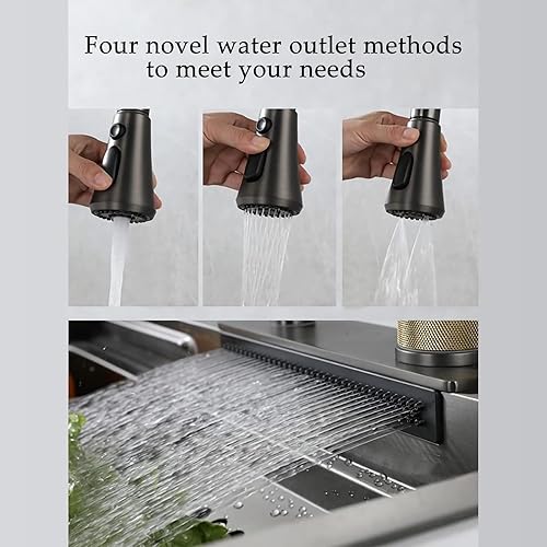 Miniatura 5 de Fregadero de cocina negro de acero inoxidable para lavar, drenar y cortar fregadero utilitario 3 en 1, fregadero multifuncional de granja con