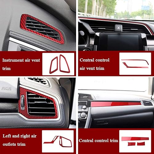 Miniatura 6 de XITER Marco central de consola de panel de instrumentos de fibra de carbono ABS, adornos decorativos, cubierta de volante, automotriz, juego