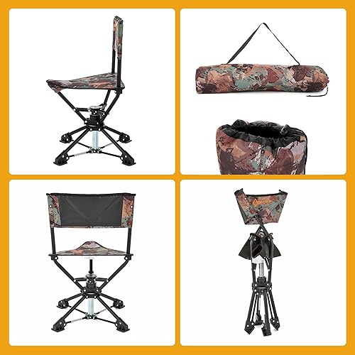 Vista 16 de ARROWHEAD OUTDOOR 360° Degree Swivel Hunting Chair Stool Seat, Perfect for Blinds, No Sink Feet, Supports up to 450lbs, Carrying Case, Steel Frame
